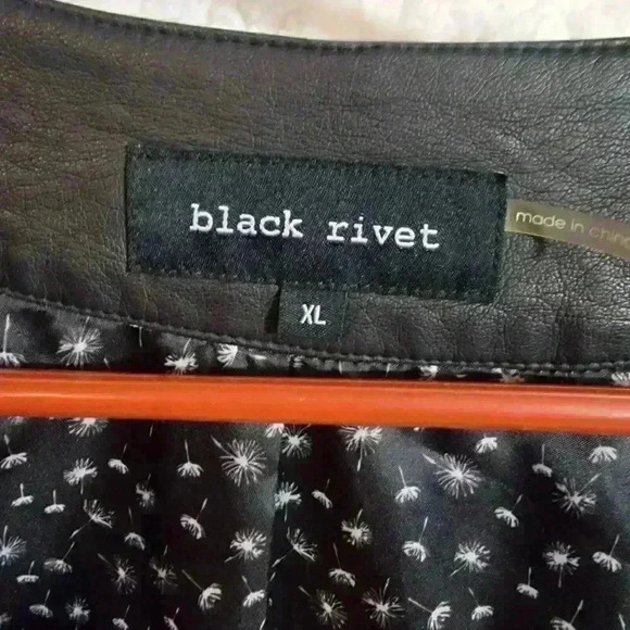 Black Rivet Blazer Jacket Womens XL Faux Leather Black One Button Collarless - Picture 2 of 16